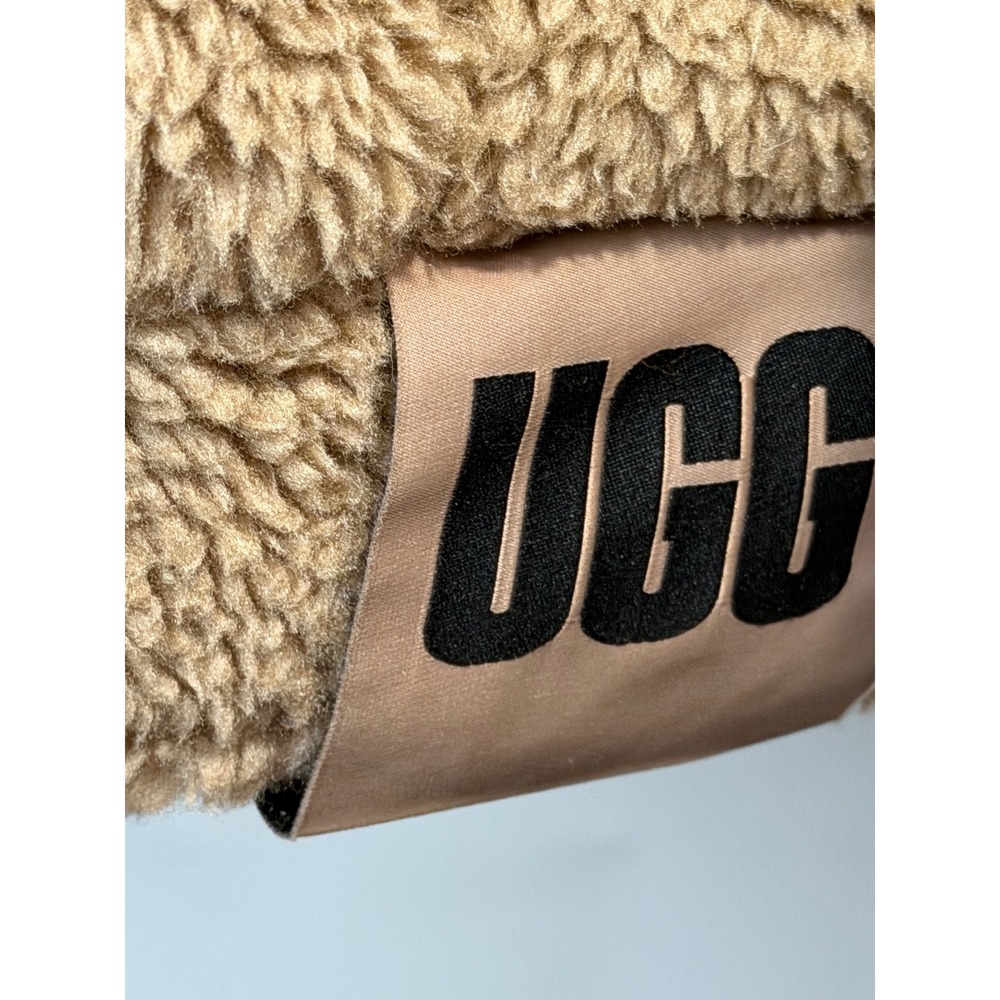 UGG Sherpa Trucker Jacket Womens Large Tan Excellent Faux Fur Coat 1113951 - Picture 3 of 9